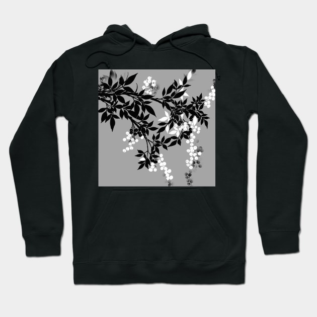 TREE BRANCHES GRAY AND WHITE AND BLACK LEAVES AND BERRIES 2020 Hoodie by Overthetopsm